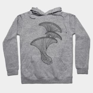 Oyster Mushroom Black Lineart Hoodie